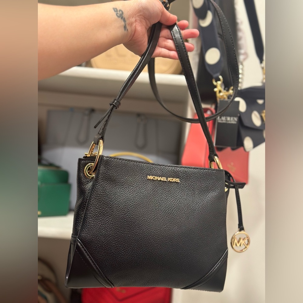 Michael Kors Nicole Medium Pebbled Leather Crossbody Bag